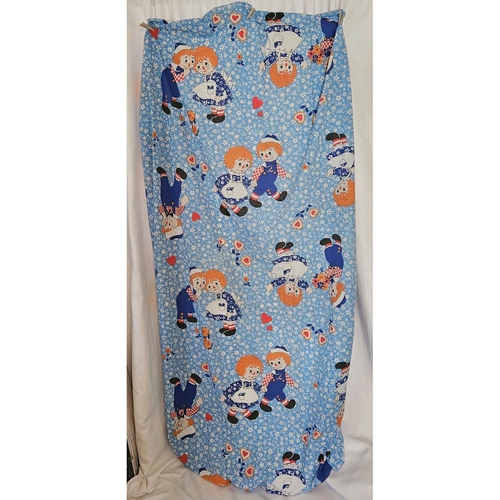 Vintage Raggedy Ann‎ & Andy Fitted Bottom Sheet Percale Twin Blue